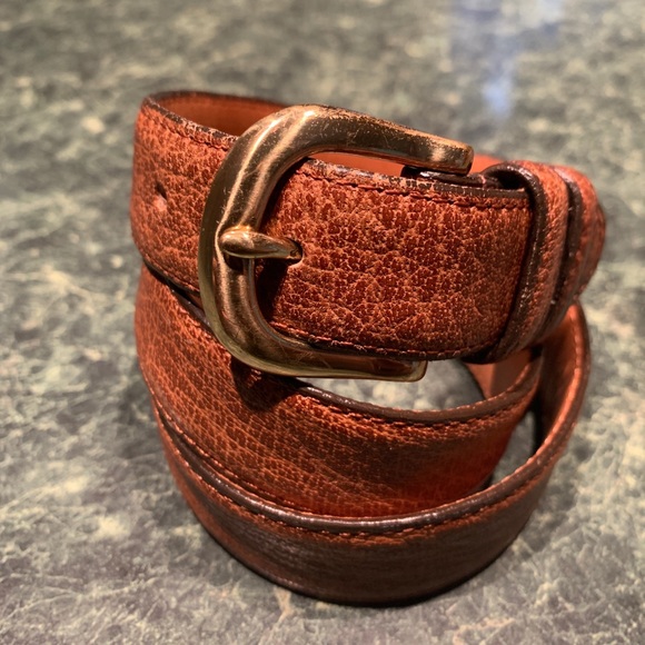 MEN COACH AMBER SHRUNKEN SOLID BRASS CASUAL BELT - Picture 3 of 10